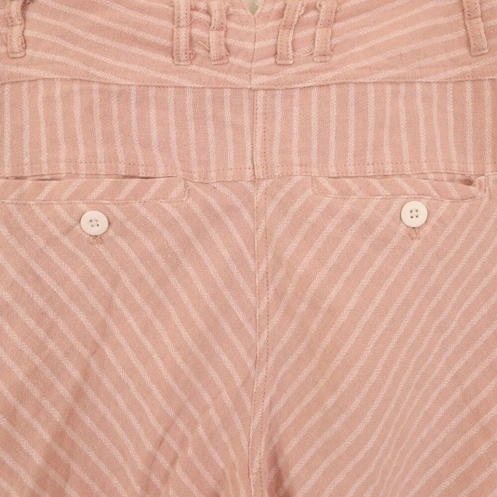 Free People High Waist Pants Size 4 Straight Leg Striped Pink Cotton EUC B98 - Picture 3 of 5